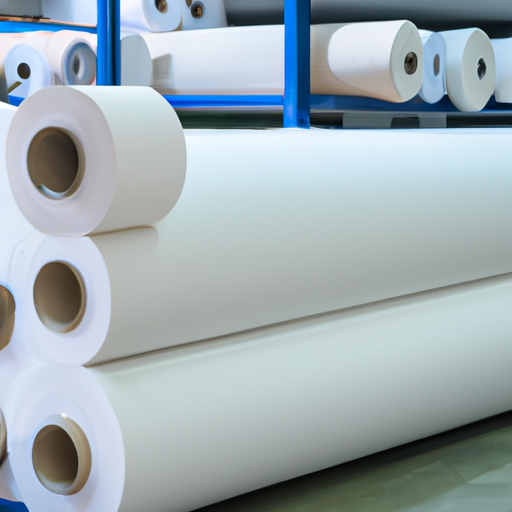 White felt or fabric rolls for adhesive vinyl base boards are produced in Chinese factories,